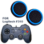 Силиконовые накладки для геймпада Logitech F310 черные с бирюзовой окантовкой 2 шт