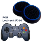 Силіконові накладки для геймпада Logitech F310 чорні з синьою окантовкою 2 шт.