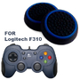 Силиконовые накладки для геймпада Logitech F310 черные с синей окантовкой 2 шт