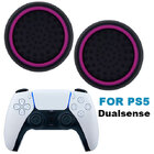 Силіконові накладки для джойстика PS5 DualSense чорні з малиновою окантовкою 2 шт.