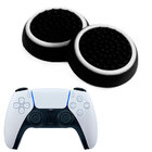 Силіконові накладки для джойстика PS5 DualSense чорні з білою окантовкою 2 шт.