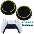 Силіконові накладки для джойстика PS5 DualSense чорні з салатовою окантовкою 2 шт.