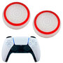 Силиконовые накладки для джойстика PS5 DualSense белые с красной окантовкой 2 шт