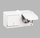 Nemli блок вимикач прохідний 1-ий + розетка із заземленням вологозахищений білий